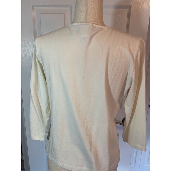 Ruby Road Knit Size Petite Medium Cream with Southwestern Look Design 3/4 Sleeve - Picture 4 of 10
